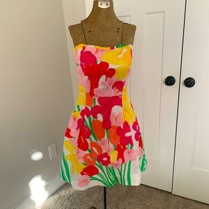 Lilly Pulitzer Floral Strapless Dress size 4